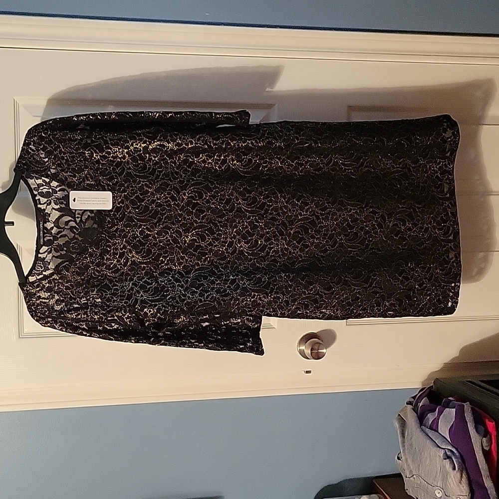 Colleen Lopez large sheer black dress